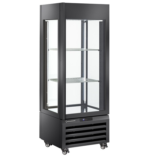 [MAX/507-VB] Fully glassed showcase" 440 Lt., 1 level + 2 shelves, ventilated - WINE - BLACK