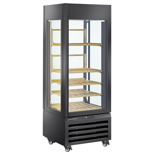 [MAX/507-VB2] Fully glassed showcase" 440 Lt., 1 level + 4 shelves, ventilated - WINE - BLACK