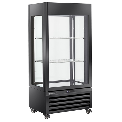 [MAX/609-VB] Fully glassed showcase" 600 Lt., 1 level + 2 shelves, ventilated - WINE - BLACK