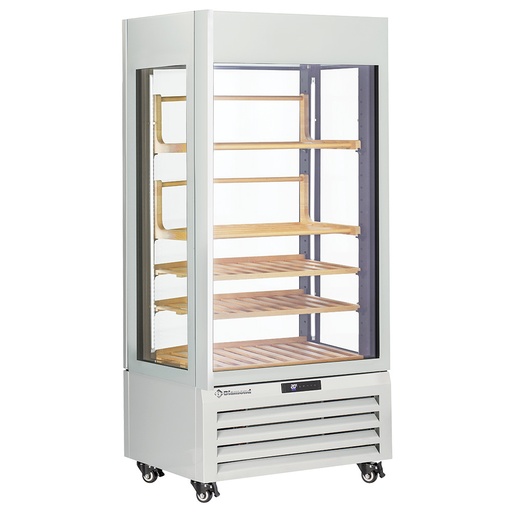 [MAX/609-VW2] Fully glassed showcase" 600 Lt., 1 level + 4 shelves, ventilated - WINE - WHITE