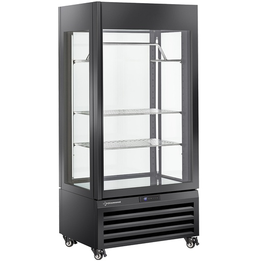 [MAX/607-MB] Fully glassed showcase" 600 Lt., 2 shelves & meat bar, ventilated - MEAT - BLACK
