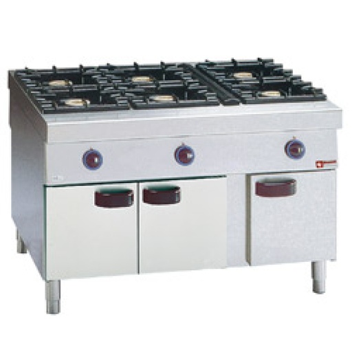 [G11/6BA12] Gas cooker with 6 burners, open cupboard "service hatch"