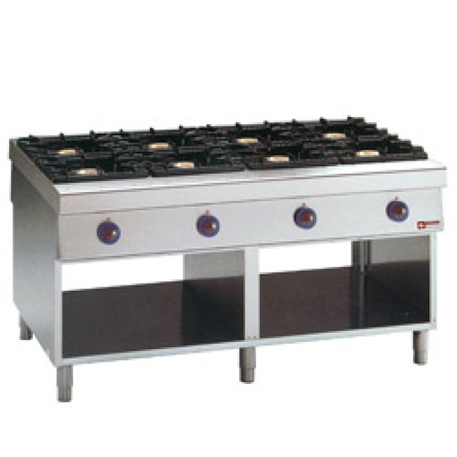 [G11/8BA16] Gas cooker with 8 burners, 2 open cupboards, "service hatch"