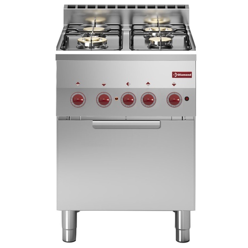[G60/4BFEV6-N] Gas stove 4 burners and electric convection oven GN 2/3