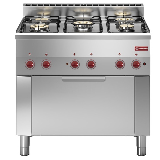 [G60/5BFEV9-N] Gas stove 5 burners and electric convection oven GN 1/1