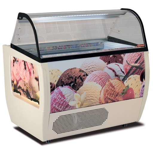 [RUMBA10PLUS] Ice cream display case, 10 trays 5 Lit, with reserve