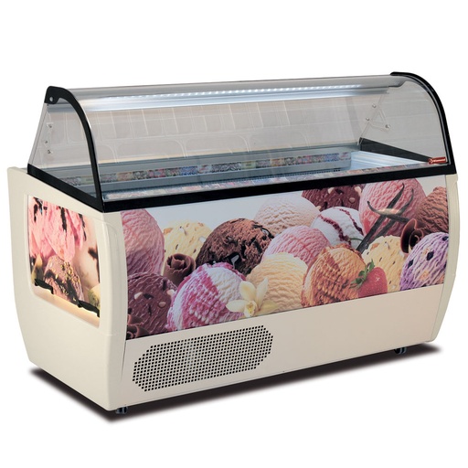[RUMBA13PLUS] Ice cream display case, 13 trays 5 Lit, with reserve