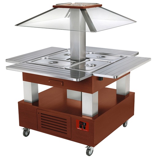 [CSB/4D-C1] Island Buffet - Refrigerated salad bar, 4x GN1/1-150 (Mahogany wood)
