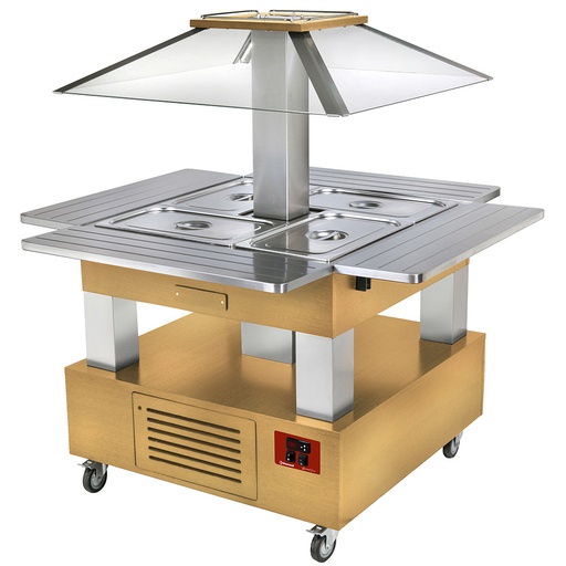 [CSB/4D-D1] Island Buffet - Refrigerated salad bar, 4x GN1/1-150 (Wood light oak)