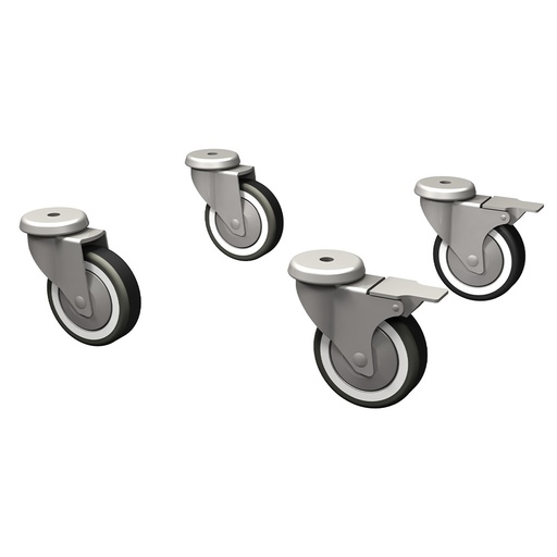[PR-GBT-T] Kit 4 "galvanized" swivel castors, 2 with brakes
