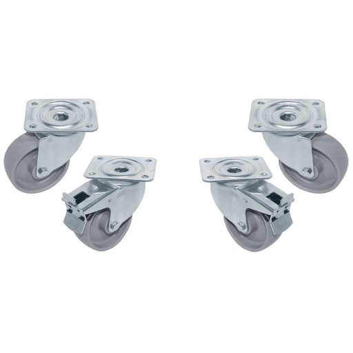 [RAG4-PM] Kit 4 swiveling castors cupboards, 2 with brakes