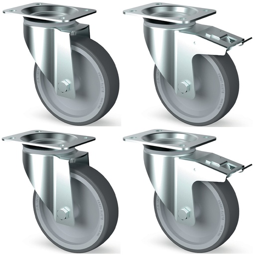 [KK4-SL] Kit 4 swiveling castors cupboards, 2x with brakes
