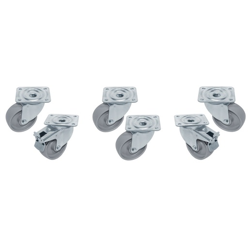 [RTG6-P9] Kit 6 SST castors for tables, swiveling, 2 with brakes