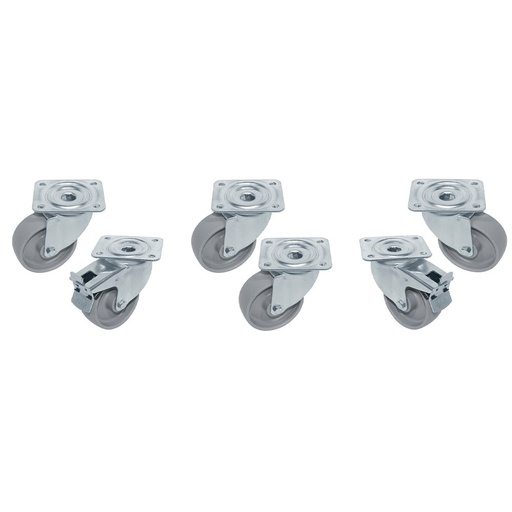 [RAG6-PM] Kit 6 swiveling castors cupboards, 2 with brakes
