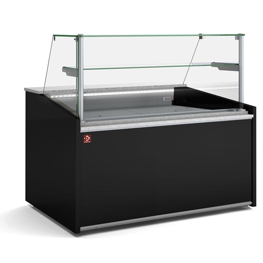 [DET/13-AN-B5] Neutral showcase counter, high glass, with neutral storage - BLACK