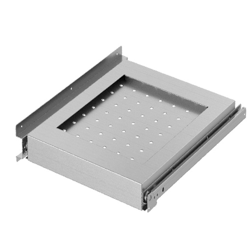 [K-PF/E] Pull-out stainless steel back shelf on guides for compartment with door