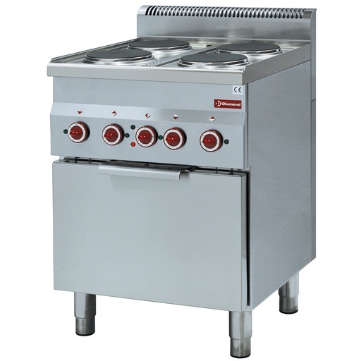[E60/4PFV6-230/3-] Range 4 hobs and electric convection oven GN 2/3