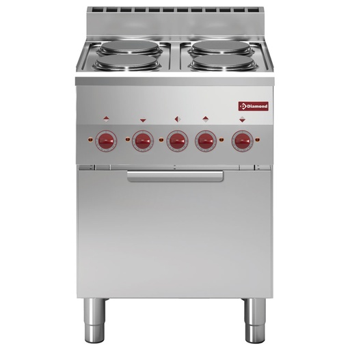 [E60/4PFV6-N] Range 4 hobs and electric convection oven GN 2/3