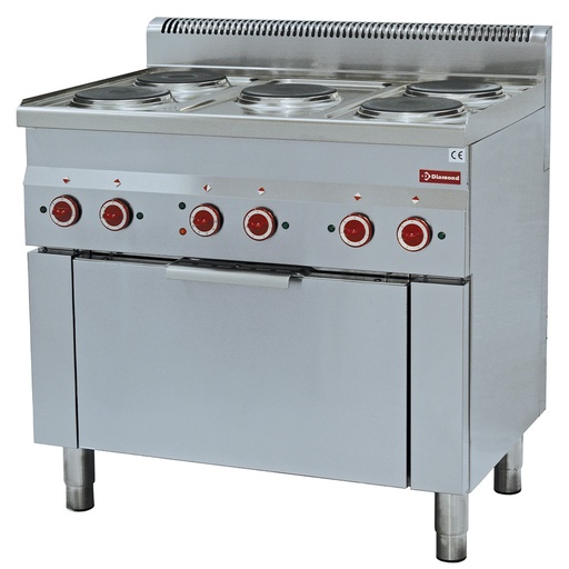 [E60/5PFV9-230/3-] Range 5 hobs and electric convection oven GN 1/1