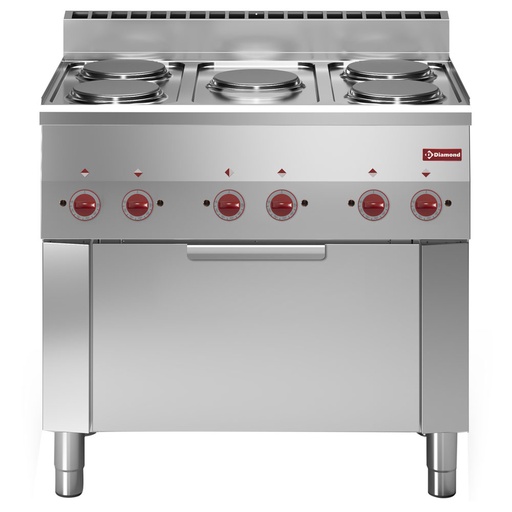 [E60/5PFV9-N] Range 5 hobs and electric convection oven GN 1/1