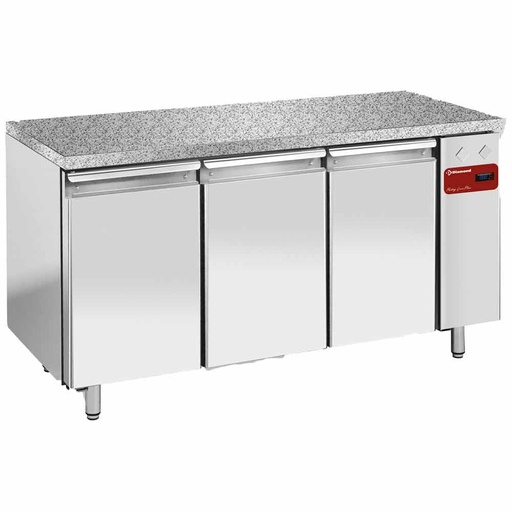 [TPS3N/HG] Refrig. table, vent., 3 doors EN 600x400 - Granite Top (without group)