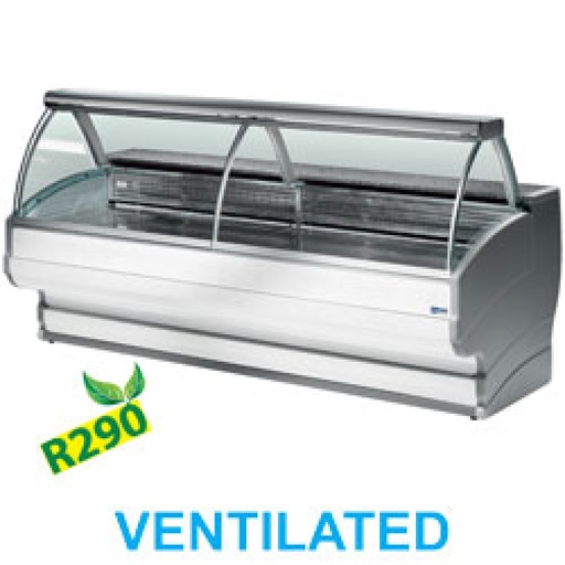 [TO30/A1-VV/R2] Refrigerated display counter curved glass, ventilated, with reserve