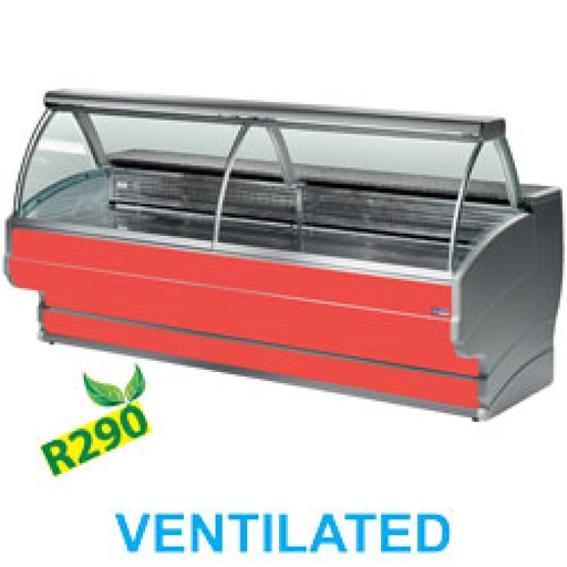 [TO30/B1-VV/R2] Refrigerated display counter curved glass, ventilated, with reserve