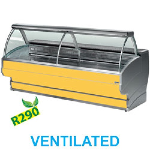 [TO30/C1-VV/R2] Refrigerated display counter curved glass, ventilated, with reserve