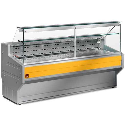 [HL15/B1-R2] Refrigerated display counter with straight glass panel 90°, with  reserve