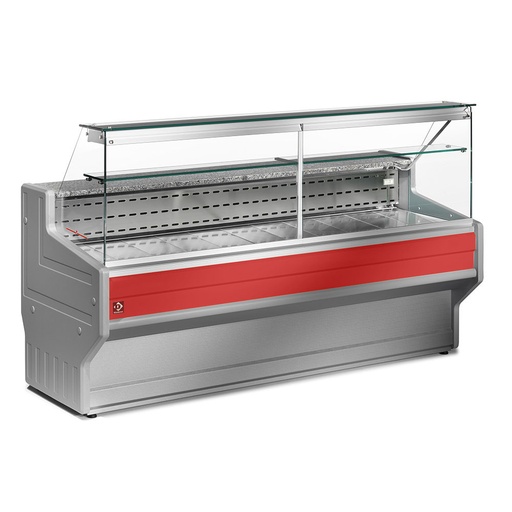 [HL15/C1-R2] Refrigerated display counter with straight glass panel 90°, with  reserve