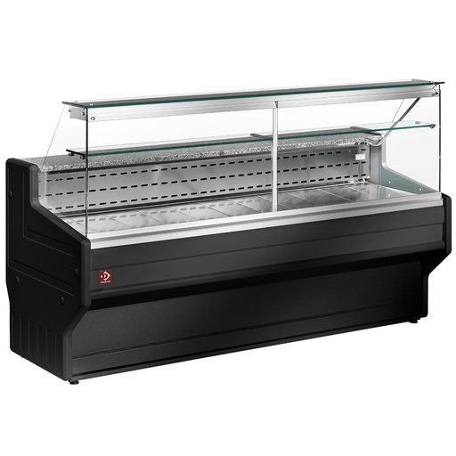 [HL30/B5-R2] Refrigerated display counter with straight glass panel 90°, with  reserve