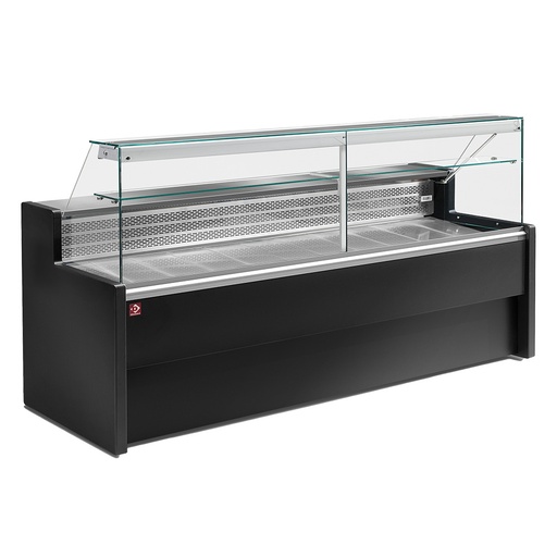 [RO30/B5-R2] Refrigerated display counter with straight glass panel 90°, with  reserve - BLACK