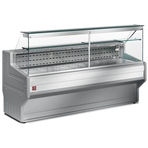 [HL10/A1-R2] Refrigerated display counter with straight glass panel 90°, with reserve