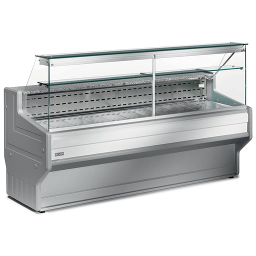 [WR-CVD1-15] Refrigerated display counter with straight glass panel 90°, with reserve