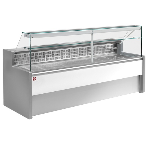 [RO15/E8-R2] Refrigerated display counter with straight glass panel 90°, with reserve - GREY/WHITE
