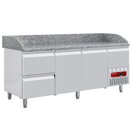 [TP261/P9-2EME] Refrigerated tables 2 doors 600x400, 2 neutral drawers (8x trays 600x400) + utensils drawer