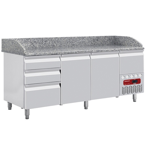 [TP261/R2] Refrigerated tables 2 doors 600x400, 3 neutral drawers (8x trays 600x400) + utensils drawer