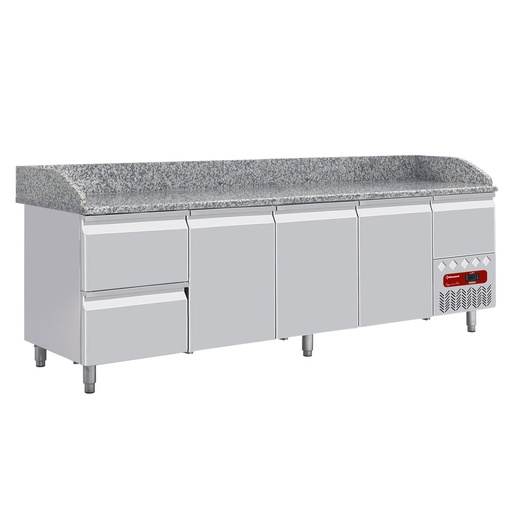 [TP361/P9] Refrigerated tables 3 doors 600x400, 2 neutral drawers (8x trays 600x400) + utensils drawer
