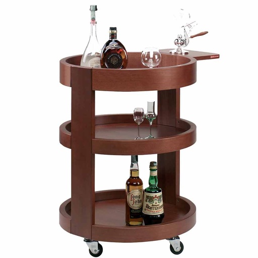 [CRL/3] Round trolley for bottles, 3 levels wood "walnut"