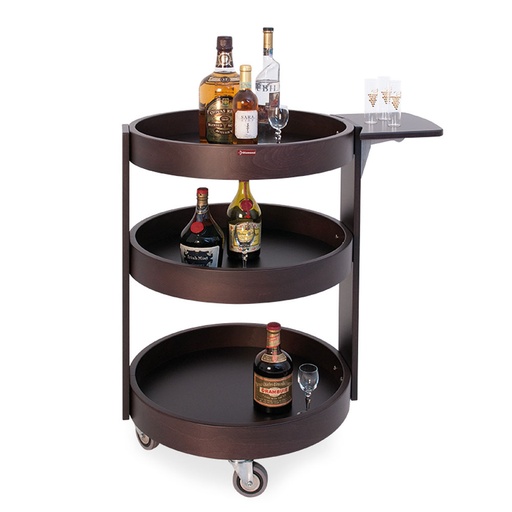 [CRL/3W] Round trolley for bottles, 3 levels wood "wengÃ©"