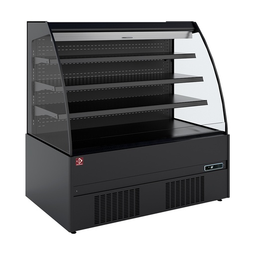 [ERM09-P5] Semi-wall refrigerated unit, self-service, open, with curtain - FULL BLACK