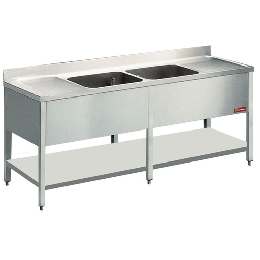 [L2421-D] Sink 2 tanks and 2 drain surfaces