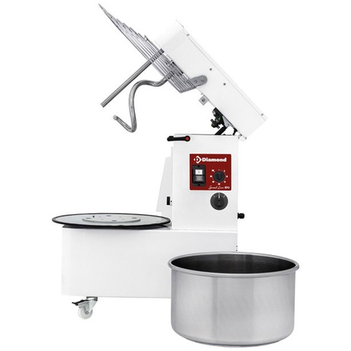 [FD22AL/T2V-L] Spiral kneader 22 liters tilting head, removable bowl, 2 speeds, timer, on wheels