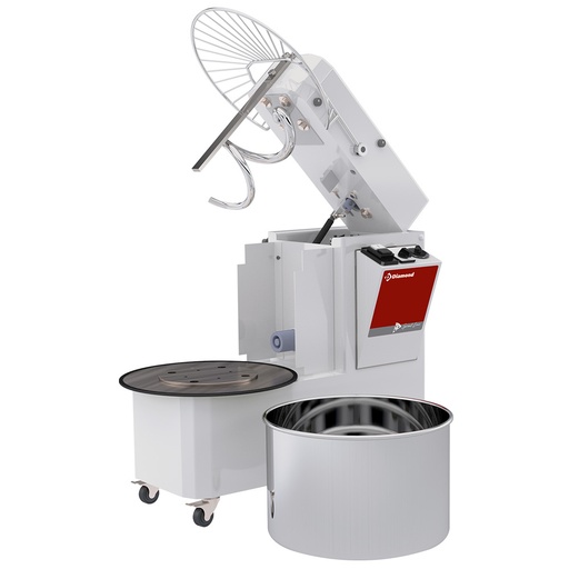 [NT22AL/T2V-230/3-] Spiral kneader 22 liters tilting head, removable bowl, 2 speeds, timer, on wheels