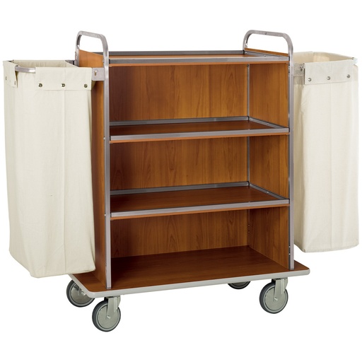 [C2SL/2-N] Stainless carriage with linen , 4 levels, 2 bags