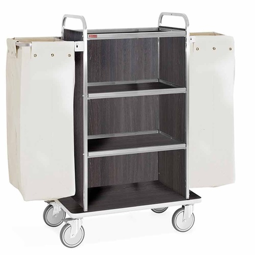 [C2SL/2-NC] Stainless carriage with linen , 4 levels, 2 bags - dark oak