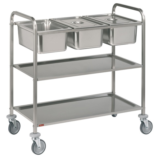 [CP3/311] Stainless steel serving trolley, 3x GN 1/1 + 2 levels