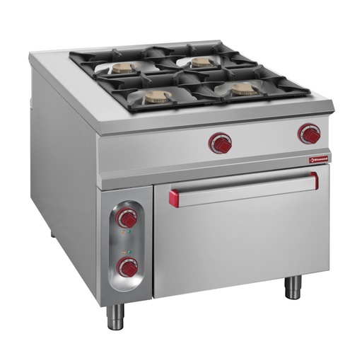 [G1/4BFE2] Stove 4 gas burners, electric oven GN 2/1 - PASS-THROUGH