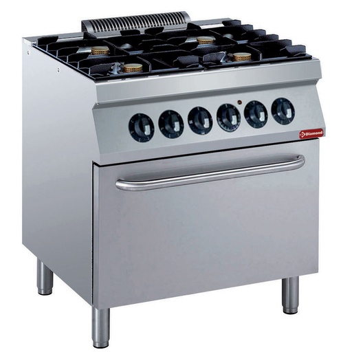 [G17/4BFE8-N] Stove with 4 burners 5,5 kW, electric oven GN 2/1