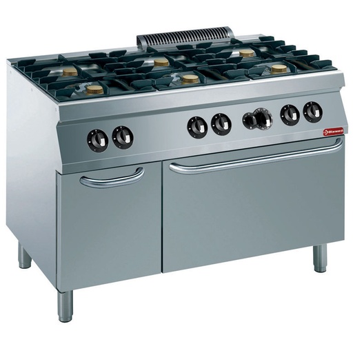 [G17/6BFA12-N] Stove with 6 burners, gas oven GN 2/1, neutral cupboard